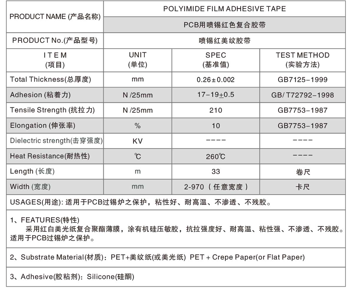 PCB红美纹胶带